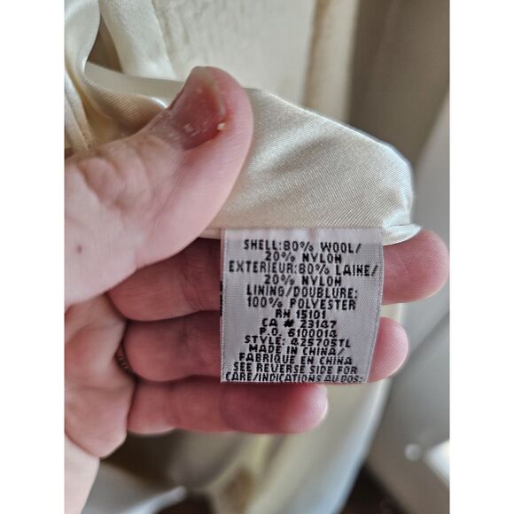 Talbots Womens Sz 10 Cream Wool-Blend Winter Overcoat Woven Textured Funnel Neck - Picture 4 of 10